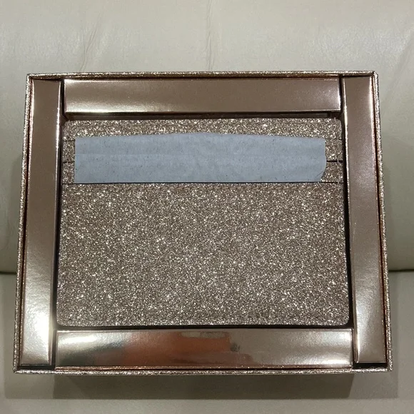 NWT Kate Spade Gold Sparkle Glitter Glimmer Boxed Small Slim Card Holder Wallet - Picture 11 of 15